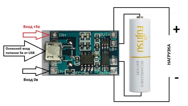 Модуль заряда Li-ION аккумулятора на чипе TP4056